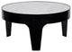 NOIR Furniture, Cylinder Round Coffee Table, Black Metal with Quartz Top
