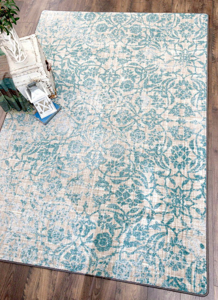 Fine Linen, Aqua, 4'x5'