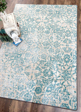 Fine Linen, Aqua, 4'x5'
