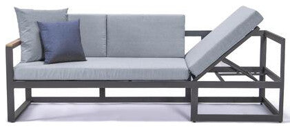 LeisureMod CSLBL-80LGR-BU Chelsea Sectional Headrest&Coffee Table Grey Cushions