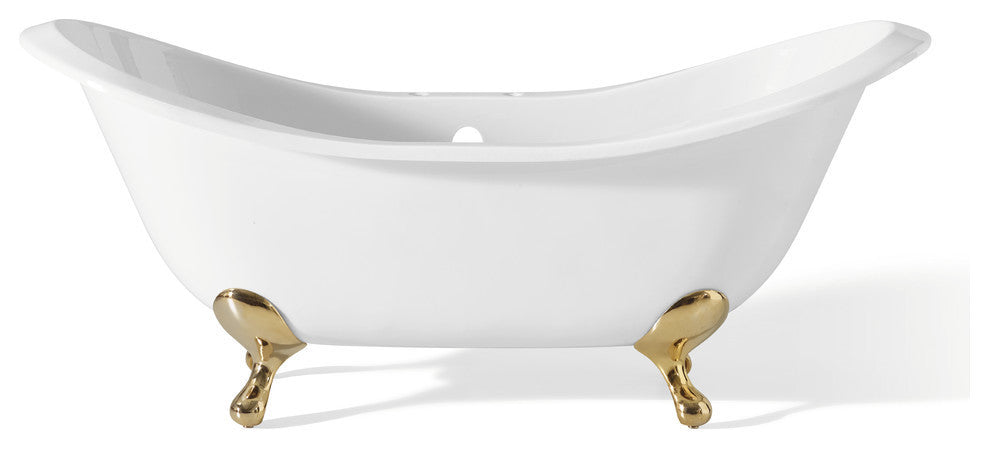 Cheviot Products Regency Cast Iron Bathtub With Faucet Holes, Polished Brass