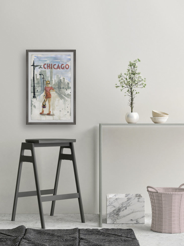 "Posing by the Lakefront" Framed Painting Print, 24x36