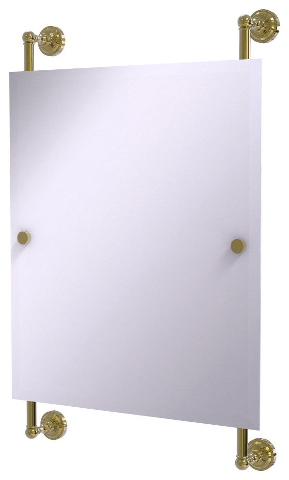 Dottingham Frameless Rail Mounted Mirror, Unlacquered Brass