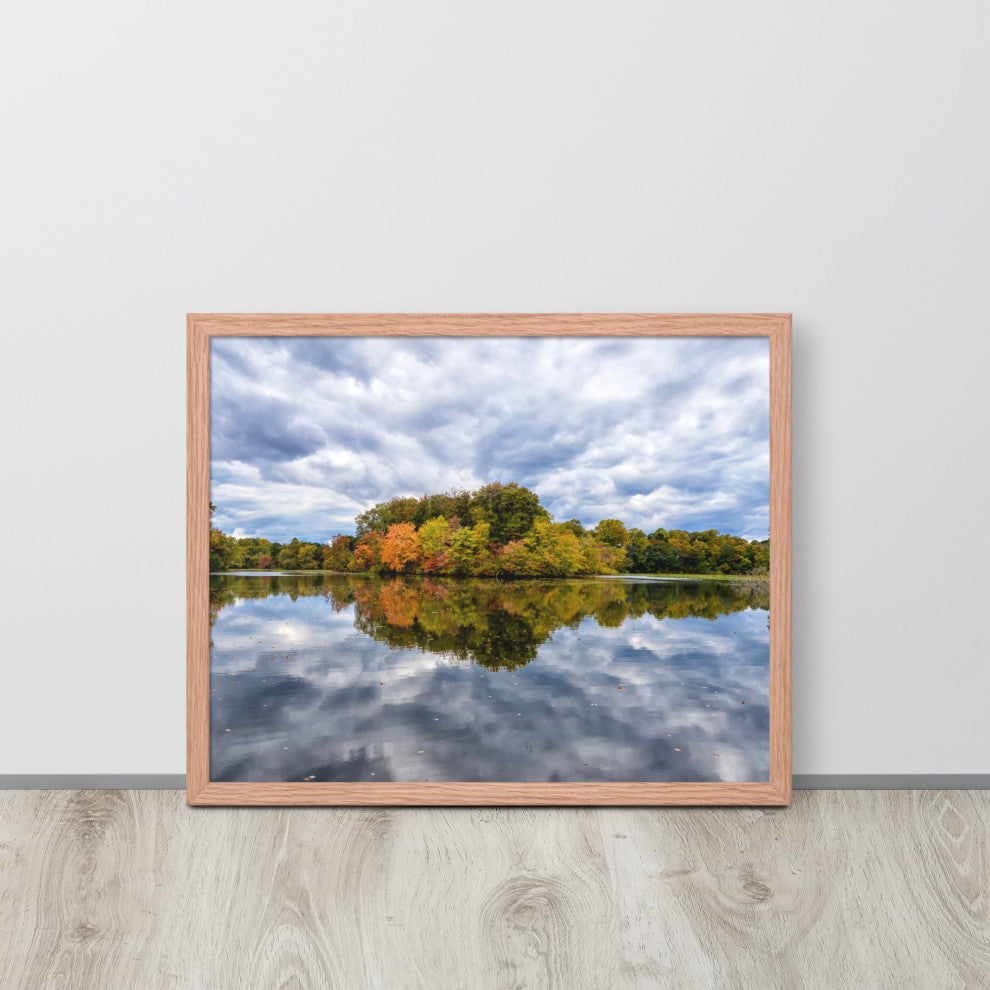 Autumn Reflections Rural Landscape Framed Photo Paper Wall Art Prints, Red Oak, 16" X 20"
