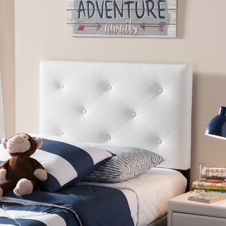 Baltimore Modern White Faux Leather Upholstered Twin Size Headboard