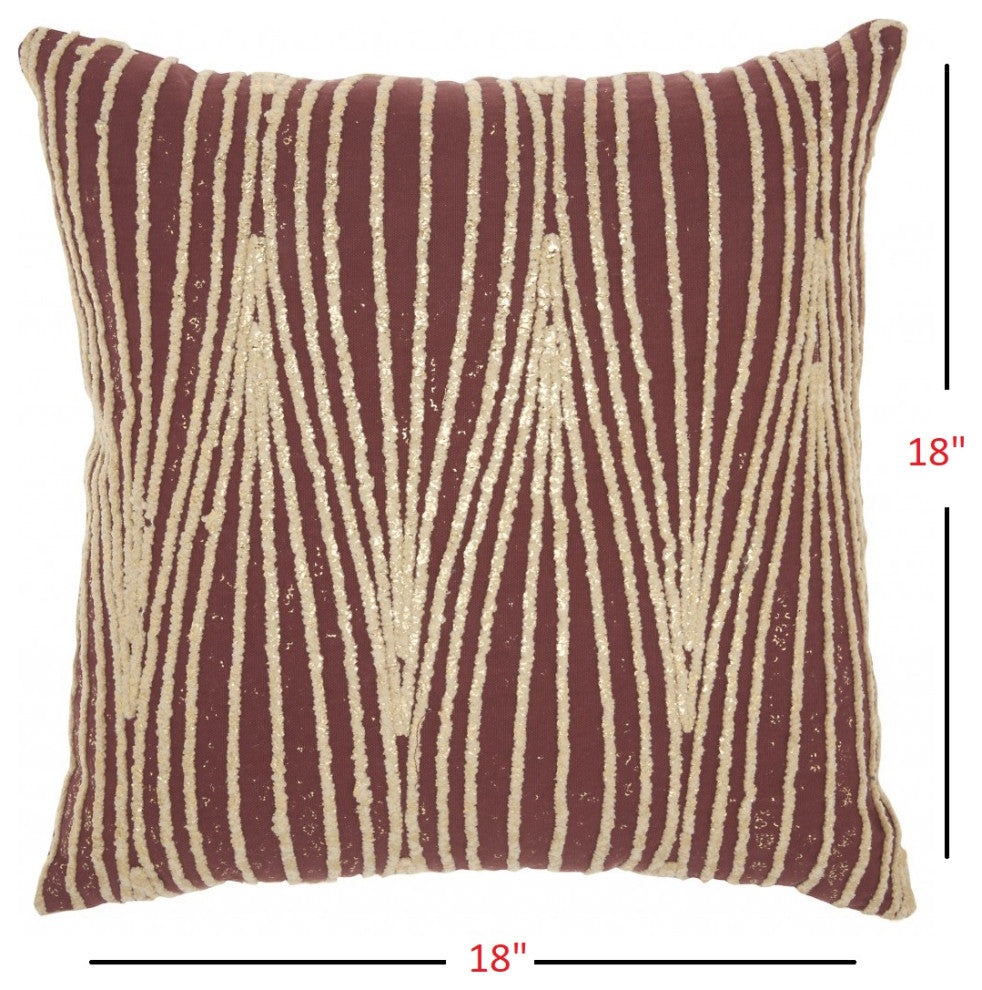 Contemporary Handcrafted Maroon Accent Throw Pillow