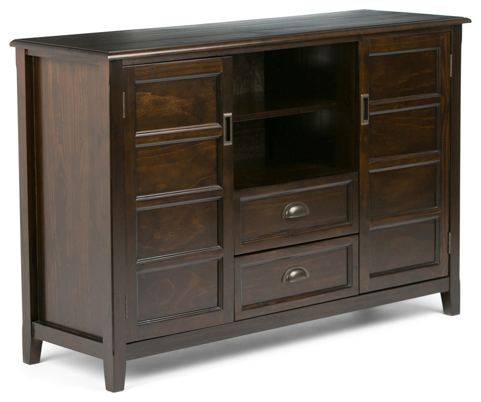 Burlington Solid Wood 54" Wide Tv Media Stand In Mahogany Brown