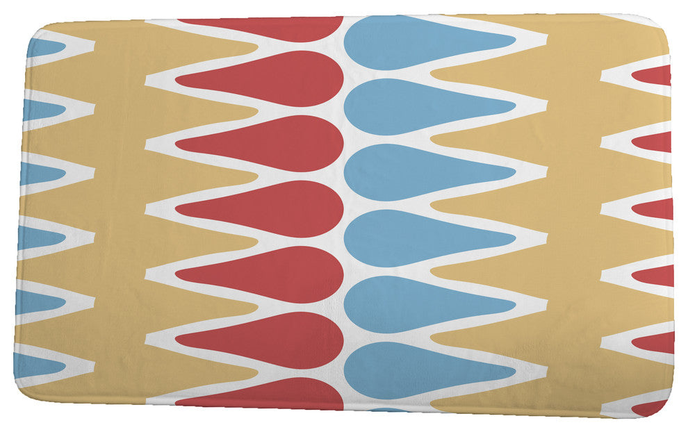 Upscale Getaway Multi Colored Picks Geometric Print Bath Mat, Gold, 21"x34"