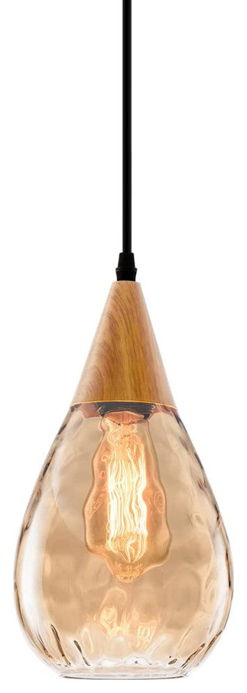 Simplicity Pendant Light, Teardrop Glass Shade, Contemporary Hanging Lamp