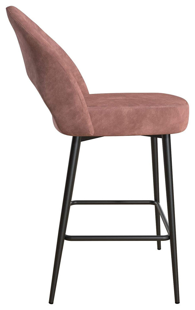 Upholstered Counter Velvet Bar Stool , Pink