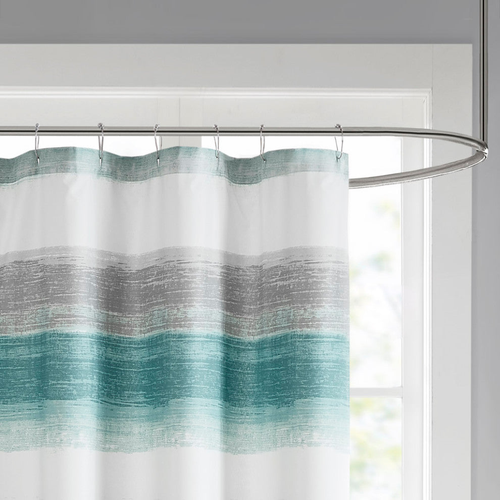 Madison Park Essentials Saben Casual Water Color Stripe Print Shower Curtain