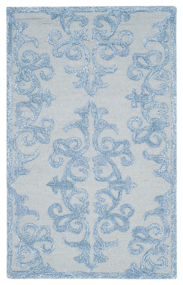 Safavieh Bella Bel127A Damask Rug, Blue, 2'6" X 4'0"