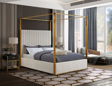 Jones Upholstered Bed, Cream, King, Velvet