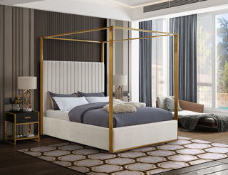 Jones Upholstered Bed, Cream, King, Velvet