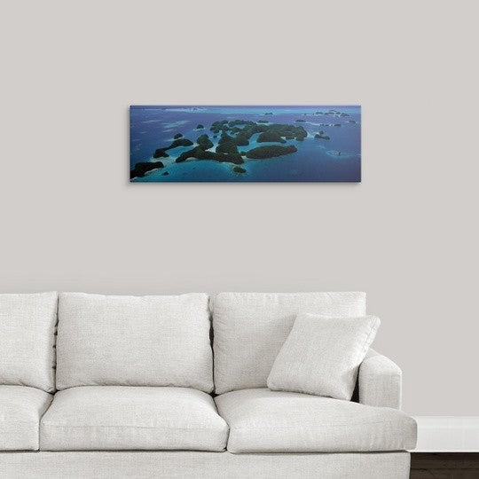 "Aerial View of Rock Islands Palau" Canvas Art, 36"x12"x1.25"