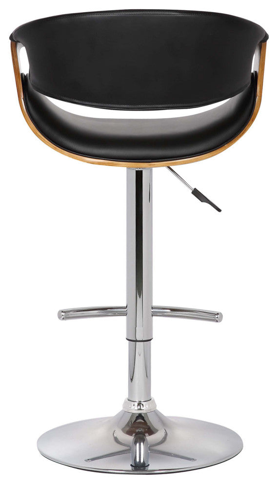 Mod Adjustable Black Faux Leather Swivel Bar Stool