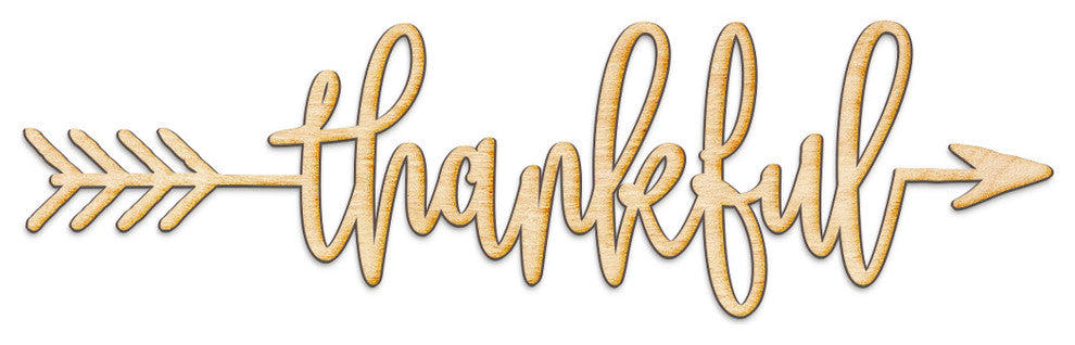 Thankful Right Arrow Wood Sign Home Decor Unfinished, 18"x5"