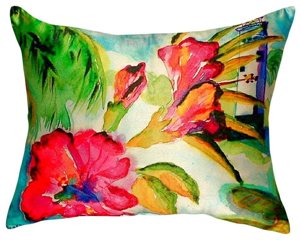 Lighthouse and Florals No Cord Pillow - Set of Two 16x20