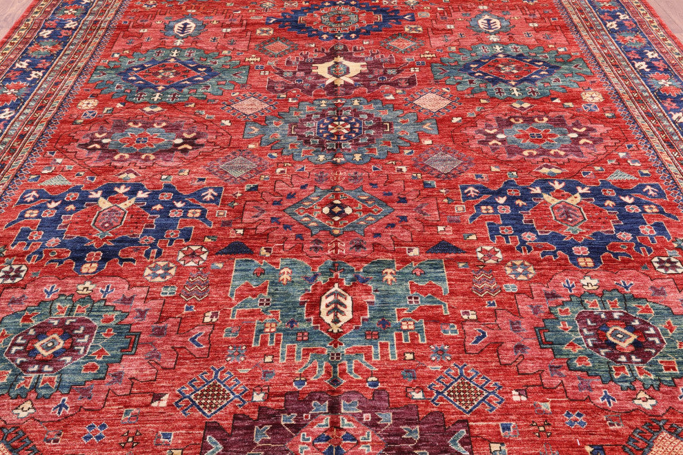 9' 11" X 13' 7" Persian Fine Serapi Handmade Wool Rug - Q12439