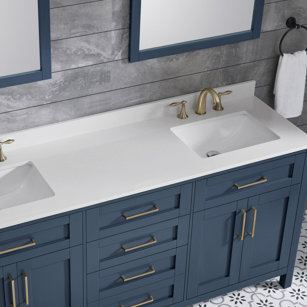 Tahoe Double Vanity Set With Mirrors, Cultured Marble Top, Midnight Blue, 72"