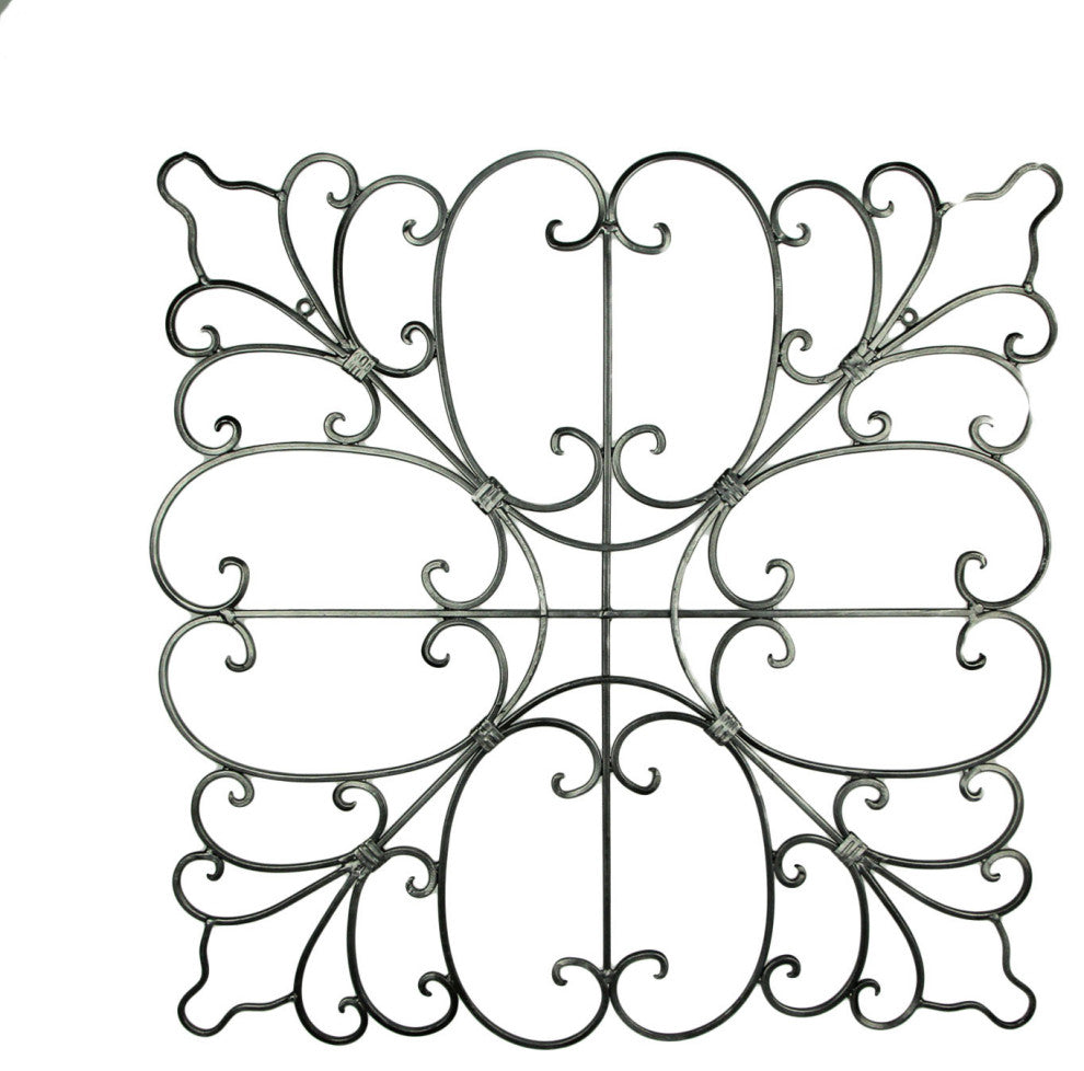 Silver Elegance Decorative Metal Scrollwork Wall Sculpture