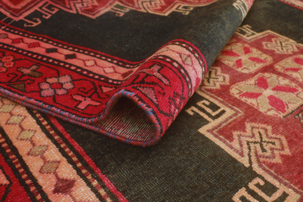 Semi-Antique Samman Charcoal/Rust Runner, 4'9x10'6