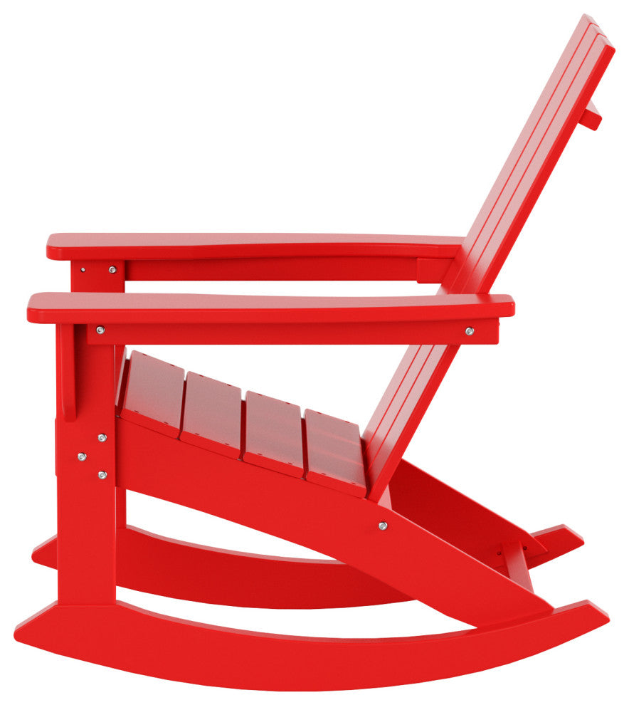 WestinTrends Set of 2 Modern Adirondack Outdoor Rocking Chairs, Red