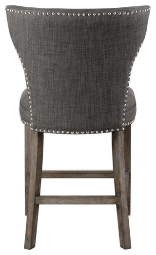 Uttermost 23433 Arnaud 20 1/2"W Wood Frame Kitchen Stool - Warm Charcoal Grey