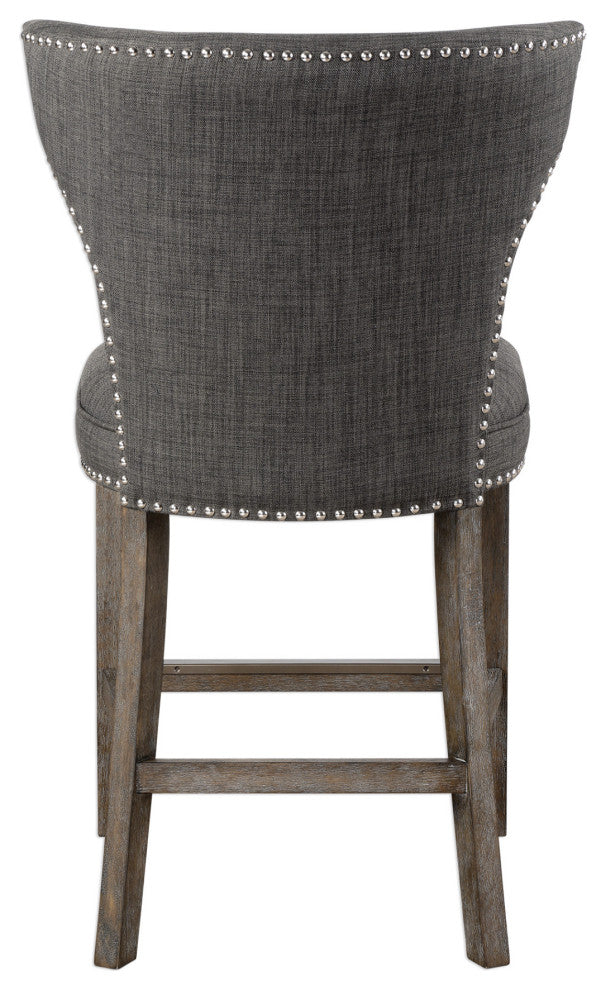 Uttermost 23433 Arnaud 20 1/2"W Wood Frame Kitchen Stool - Warm Charcoal Grey