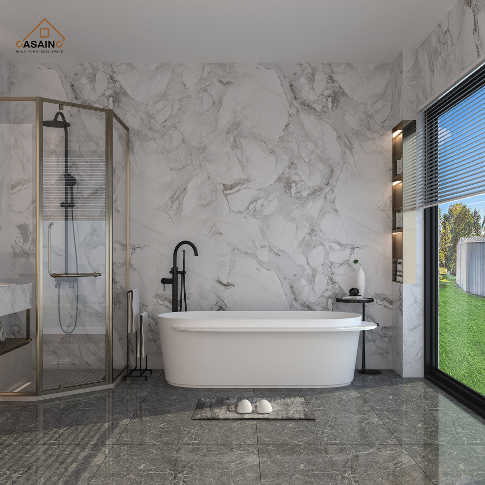 71in Solid Surface Freestanding Bathtub in Matte White