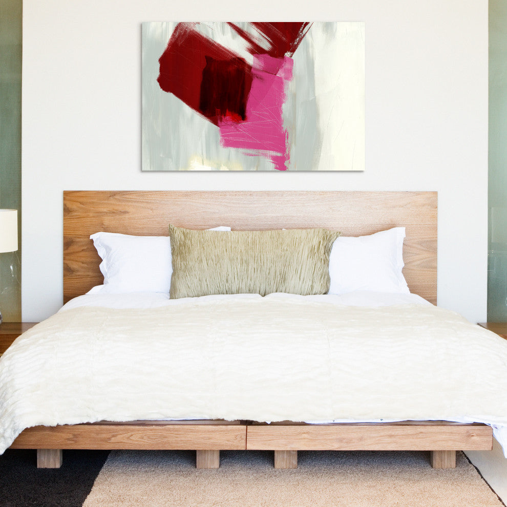 "Magenta Abstract" Wall Art Frameless Free Floating Tempered Glass