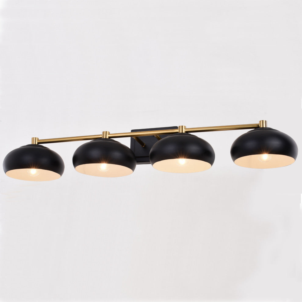 Belmont 4 Light Vanity Matte Black and Satin Brass