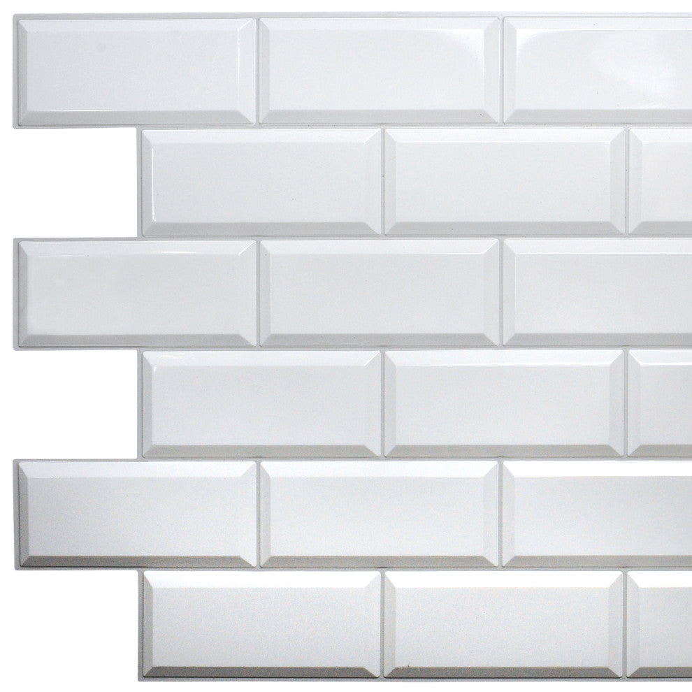 Pearl White Tile 3D Wall Panels, Set of 10, Covers 50 Sq Ft