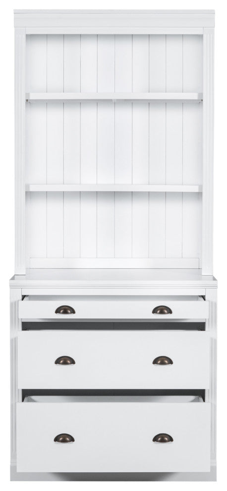 Modern Tall Bookshelf, LED Lighting for Living Room, White