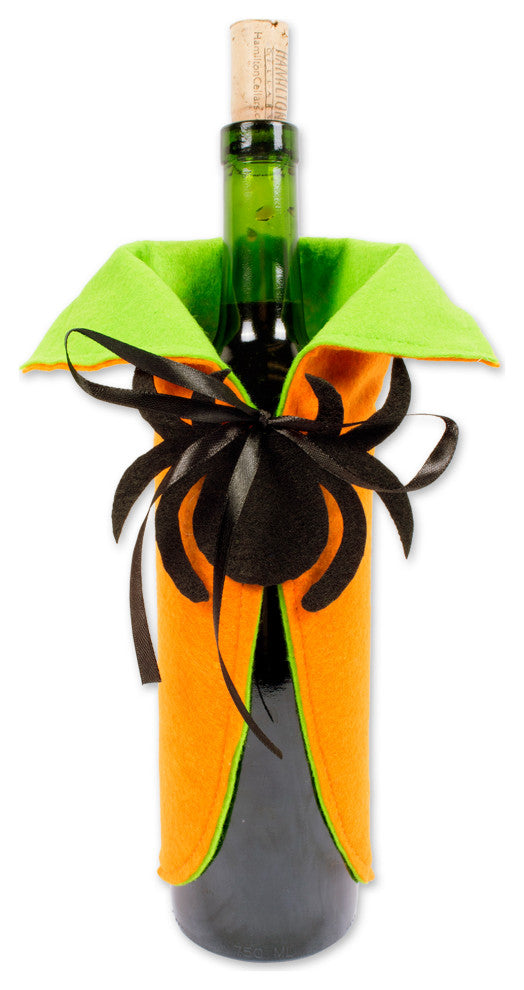 Orange Spider Halloween Bottle Covers, Set of 2