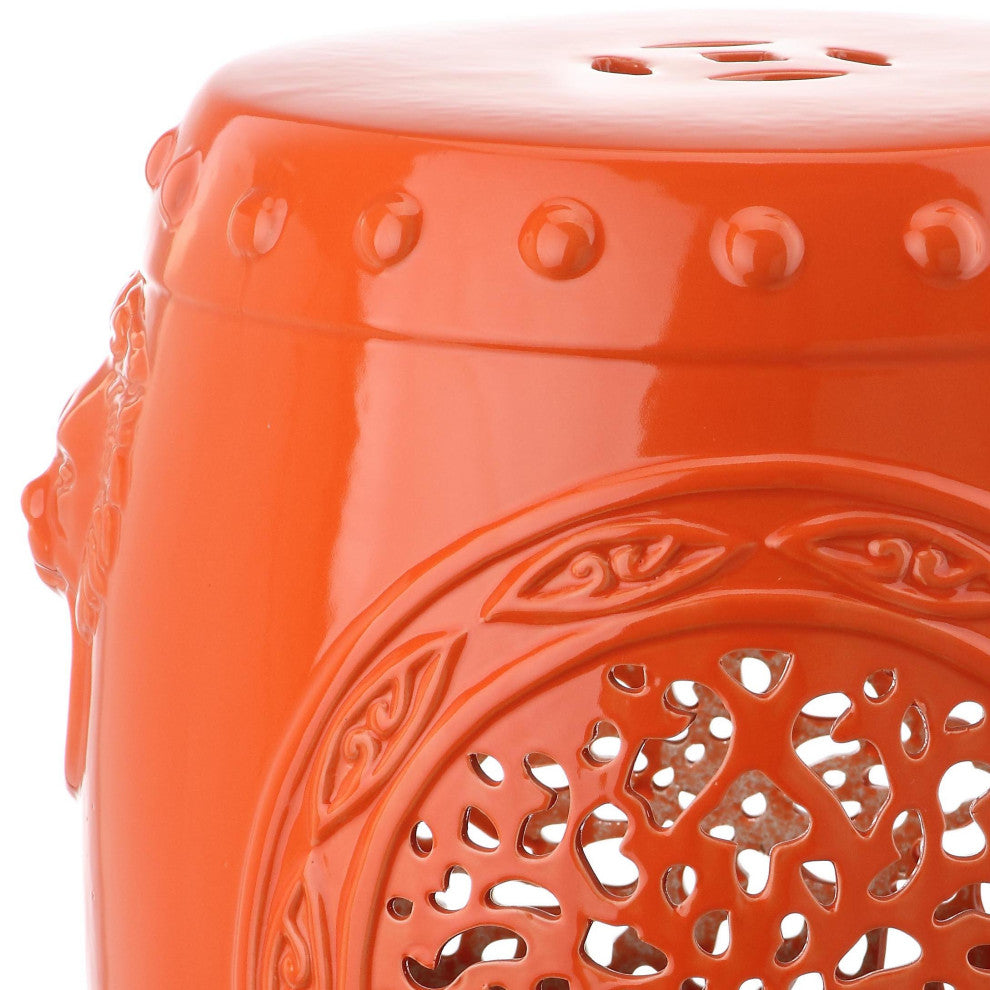 Safavieh Flower Drum Garden Stool, Orange