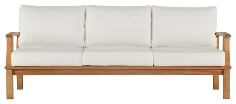 Lounge Sofa, Wood, Brown Natural White, Outdoor Patio Balcony Cafe Bistro Garden