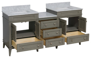 Eleanor 72" Double Bathroom Vanity, Weathered Gray, Carrara Marble