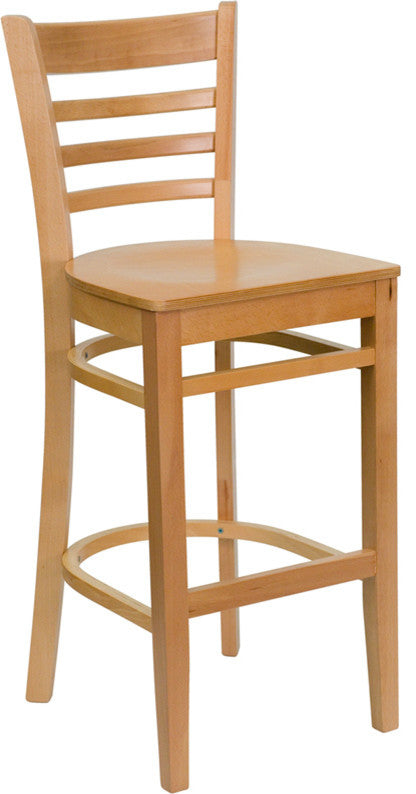 Flash Furniture Hercules 30" Ladder Back Bar Stool in Natural Wood