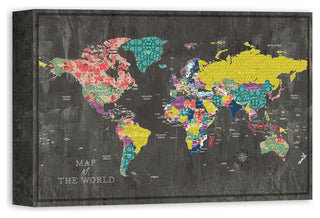 Colorful World Map Canvas Wall Art, 12"x18", Unframed