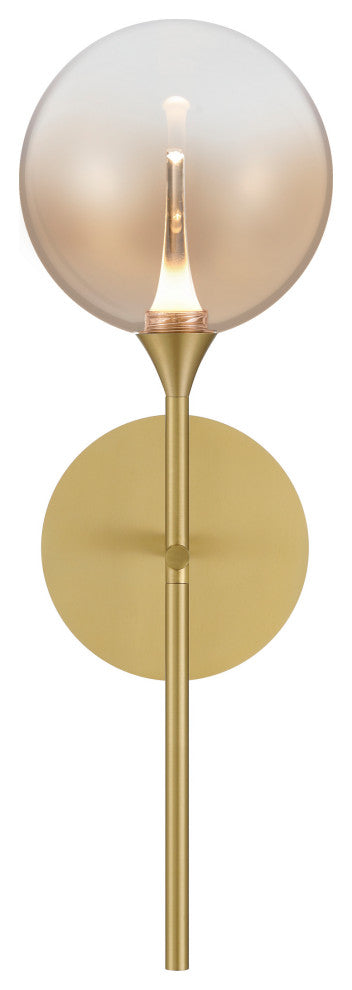 Iissa, Wall Sconce, 19", Gold, Amber Glass