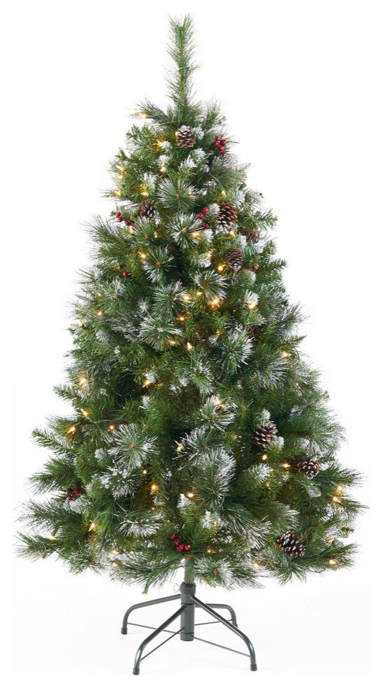 4.5' Mixed Spruce Artificial Christmas Tree, Pre-Lit Clear