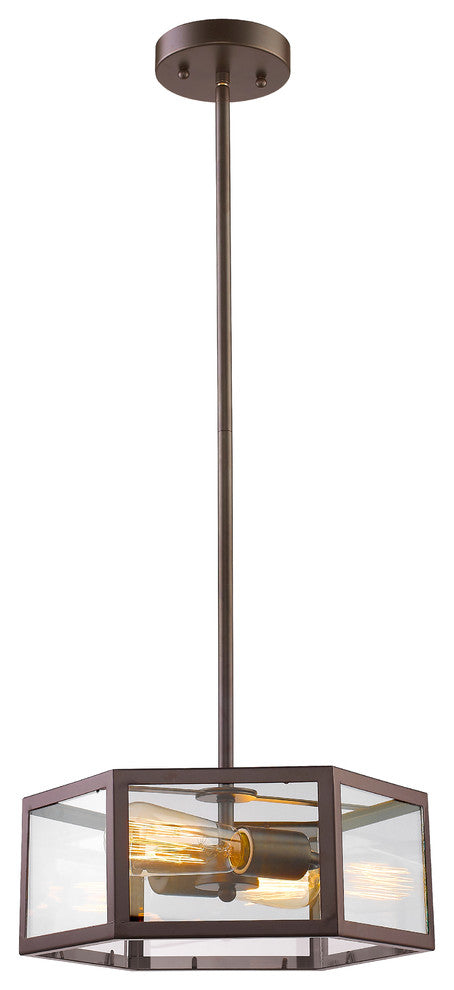 Ironclad 2-Light Rubbed Bronze Convertible Ceiling Mini Pendant