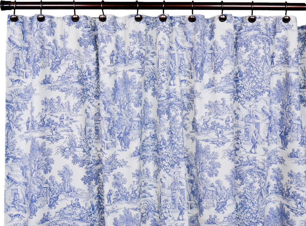 Ellis Curtain Victoria Park Toile 70"x72" Shower Curtain, Blue, Blue