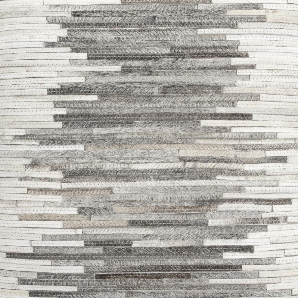 Victorian Hair on Hide Gray Ottoman, 5535148