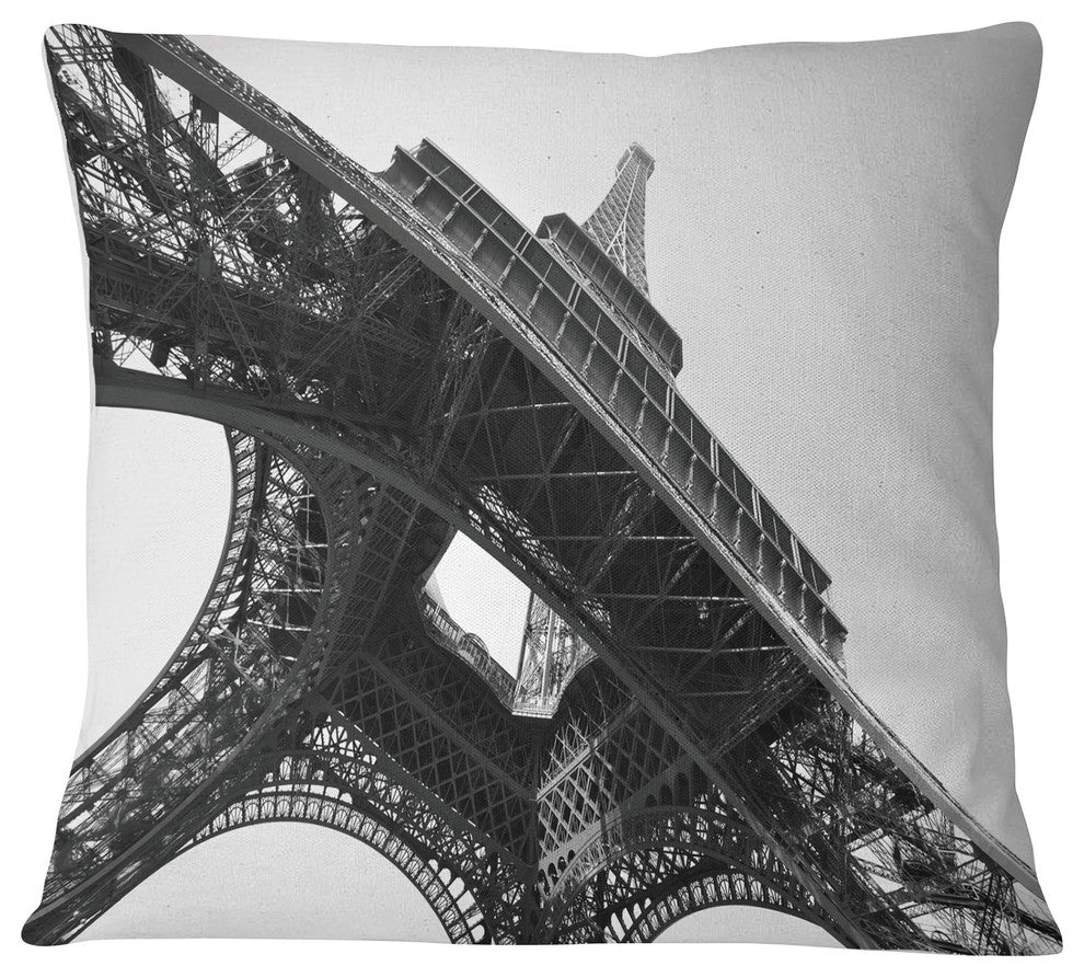 Paris Eiffel Towerinto the Sky Skyline Photography Throw Pillow, 16"x16"