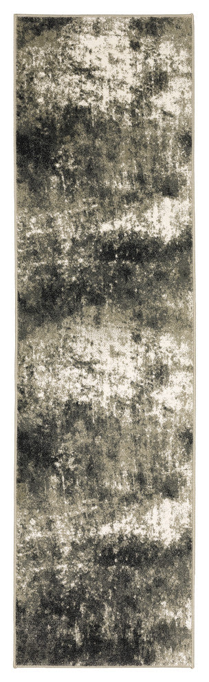 Vander Casual Abstract Power-Loomed Area Rug, Charcoal/Beige, 2'3"x7'6"