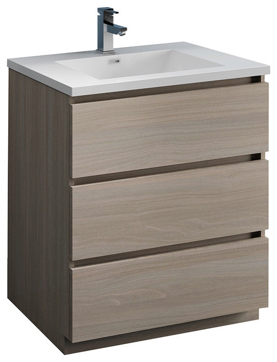 Fresca Lazzaro 30" Gray Wood Cabinet With Integrated Sink