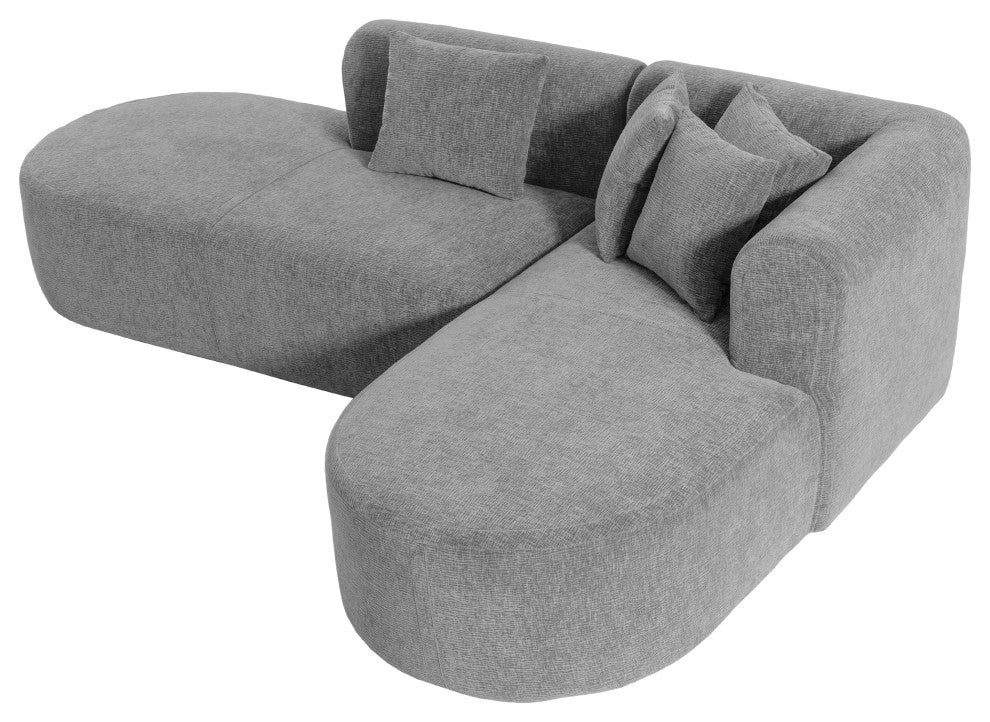 GDF Studio L-Shape Upholstered Chenille Corner Sectional Sofa with Pillows, Gray