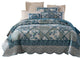 Tache Petal Dance 100% Cotton Floral Blue Quilt Bedspread Set, King